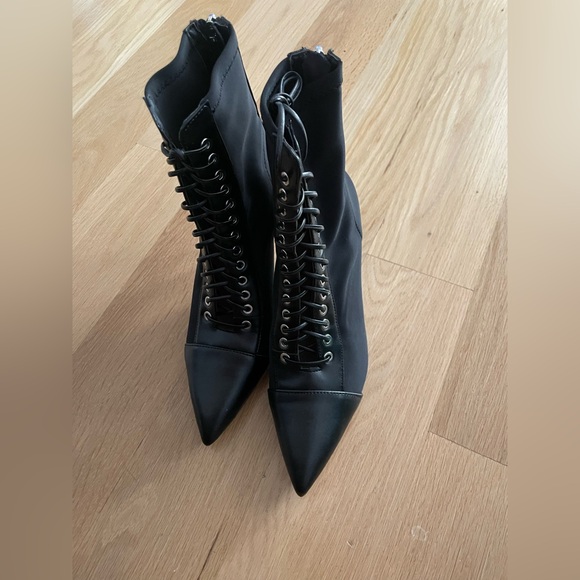 Zara Black Lace-Up Boots for Women - Picture 1 of 3